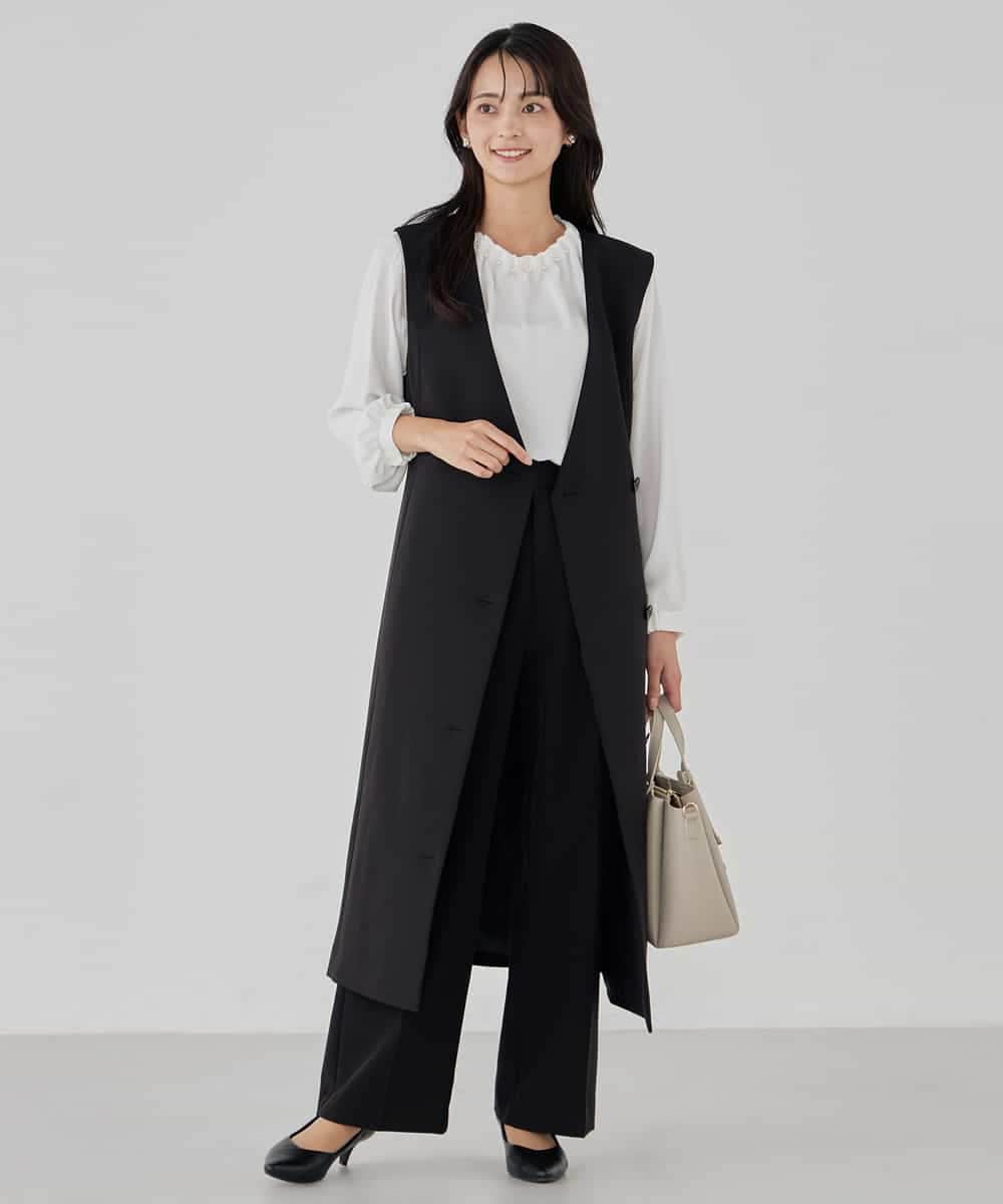 KBLCD03079 a.v.v(アー・ヴェ・ヴェ) 【洗える/ストレッチ/セットアップ対応】ダブルクロスストレートパンツ ネイビー