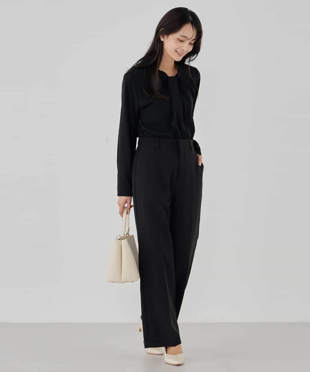 KBLCD03079 a.v.v(アー・ヴェ・ヴェ) 【洗える/ストレッチ/セットアップ対応】ダブルクロスストレートパンツ ネイビー