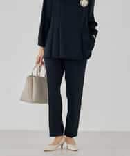 KBLCD04069 a.v.v(アー・ヴェ・ヴェ) サテンテーパードパンツ【洗える/速乾/毛玉になりにくい/イージーケア】 ネイビー