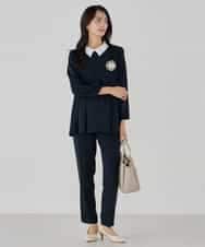 KBLCD04069 a.v.v(アー・ヴェ・ヴェ) サテンテーパードパンツ【洗える/速乾/毛玉になりにくい/イージーケア】 ネイビー