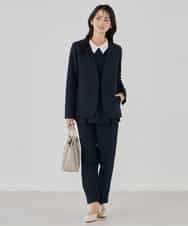 KBLCD04069 a.v.v(アー・ヴェ・ヴェ) サテンテーパードパンツ【洗える/速乾/毛玉になりにくい/イージーケア】 ネイビー