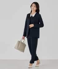 KBLCD04069 a.v.v(アー・ヴェ・ヴェ) サテンテーパードパンツ【洗える/速乾/毛玉になりにくい/イージーケア】 ネイビー