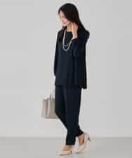 KBLCD04069 a.v.v(アー・ヴェ・ヴェ) サテンテーパードパンツ【洗える/速乾/毛玉になりにくい/イージーケア】 ネイビー