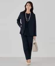 KBLCD04069 a.v.v(アー・ヴェ・ヴェ) サテンテーパードパンツ【洗える/速乾/毛玉になりにくい/イージーケア】 ネイビー