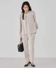 KBLCD04069 a.v.v(アー・ヴェ・ヴェ) サテンテーパードパンツ【洗える/速乾/毛玉になりにくい/イージーケア】 ネイビー