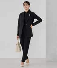 KBLCD04069 a.v.v(アー・ヴェ・ヴェ) サテンテーパードパンツ【洗える/速乾/毛玉になりにくい/イージーケア】 ネイビー