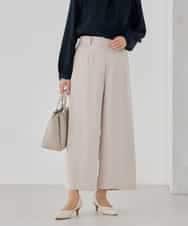 KBLCD05069 a.v.v(アー・ヴェ・ヴェ) サテンワイドクロップドパンツ【洗える/速乾/毛玉になりにくい/イージーケア】 ネイビー