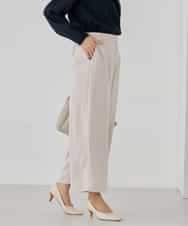 KBLCD05069 a.v.v(アー・ヴェ・ヴェ) サテンワイドクロップドパンツ【洗える/速乾/毛玉になりにくい/イージーケア】 ネイビー