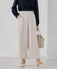 KBLCD05069 a.v.v(アー・ヴェ・ヴェ) サテンワイドクロップドパンツ【洗える/速乾/毛玉になりにくい/イージーケア】 ネイビー