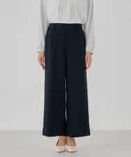 KBLCD05069 a.v.v(アー・ヴェ・ヴェ) サテンワイドクロップドパンツ【洗える/速乾/毛玉になりにくい/イージーケア】 ネイビー