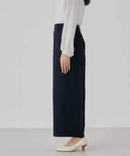 KBLCD05069 a.v.v(アー・ヴェ・ヴェ) サテンワイドクロップドパンツ【洗える/速乾/毛玉になりにくい/イージーケア】 ネイビー