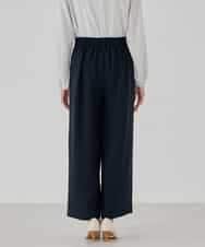 KBLCD05069 a.v.v(アー・ヴェ・ヴェ) サテンワイドクロップドパンツ【洗える/速乾/毛玉になりにくい/イージーケア】 ネイビー