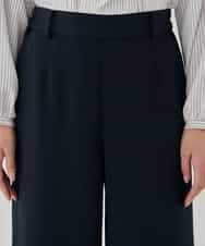 KBLCD05069 a.v.v(アー・ヴェ・ヴェ) サテンワイドクロップドパンツ【洗える/速乾/毛玉になりにくい/イージーケア】 ネイビー