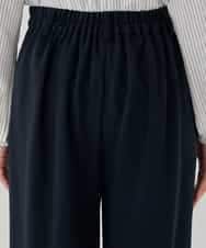 KBLCD05069 a.v.v(アー・ヴェ・ヴェ) サテンワイドクロップドパンツ【洗える/速乾/毛玉になりにくい/イージーケア】 ネイビー