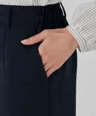 KBLCD05069 a.v.v(アー・ヴェ・ヴェ) サテンワイドクロップドパンツ【洗える/速乾/毛玉になりにくい/イージーケア】 ネイビー