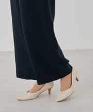 KBLCD05069 a.v.v(アー・ヴェ・ヴェ) サテンワイドクロップドパンツ【洗える/速乾/毛玉になりにくい/イージーケア】 ネイビー