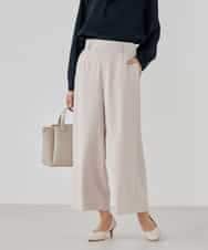 KBLCD05069 a.v.v(アー・ヴェ・ヴェ) サテンワイドクロップドパンツ【洗える/速乾/毛玉になりにくい/イージーケア】 グレージュ