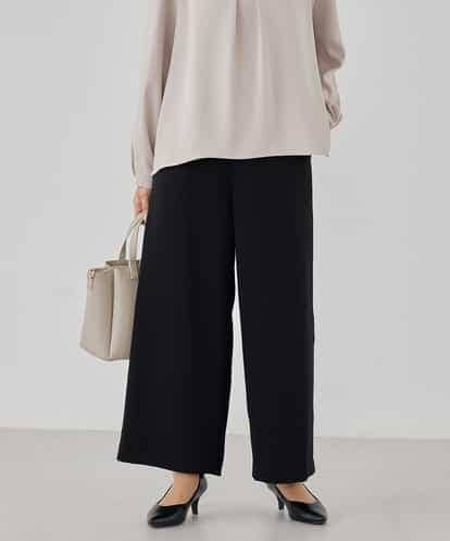 KBLCD05069 a.v.v サテンワイドクロップドパンツ【洗える/速乾/毛玉になりにくい/イージーケア】