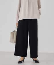 KBLCD05069 a.v.v(アー・ヴェ・ヴェ) サテンワイドクロップドパンツ【洗える/速乾/毛玉になりにくい/イージーケア】 ブラック