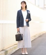 KBLCS02069 a.v.v(アー・ヴェ・ヴェ) 【洗える/セットアップ対応】ダブルクロスセンターシームワイドパンツ ブラック