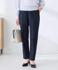 KBLFE20079 a.v.v(アー・ヴェ・ヴェ) 【洗える/UVカット】リネンライクストレッチテーパードパンツ ネイビー