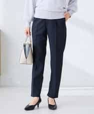 KBLFE20079 a.v.v(アー・ヴェ・ヴェ) 【洗える/UVカット】リネンライクストレッチテーパードパンツ ネイビー