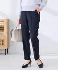 KBLFE20079 a.v.v(アー・ヴェ・ヴェ) 【洗える/UVカット】リネンライクストレッチテーパードパンツ ネイビー