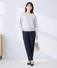 KBLFE20079 a.v.v(アー・ヴェ・ヴェ) 【洗える/UVカット】リネンライクストレッチテーパードパンツ ネイビー