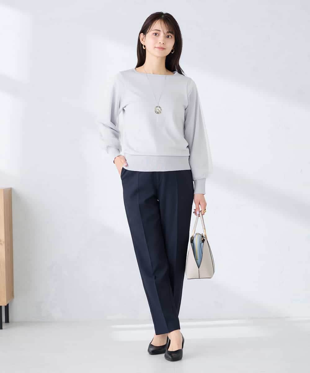 KBLFE20079 a.v.v(アー・ヴェ・ヴェ) 【洗える/UVカット】リネンライクストレッチテーパードパンツ ネイビー