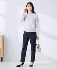 KBLFE20079 a.v.v(アー・ヴェ・ヴェ) 【洗える/UVカット】リネンライクストレッチテーパードパンツ ネイビー