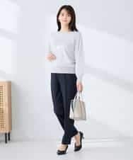 KBLFE20079 a.v.v(アー・ヴェ・ヴェ) 【洗える/UVカット】リネンライクストレッチテーパードパンツ ネイビー