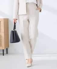 KBLFE20079 a.v.v(アー・ヴェ・ヴェ) 【洗える/UVカット】リネンライクストレッチテーパードパンツ ネイビー