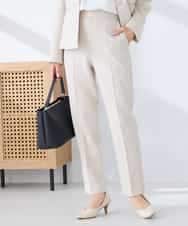 KBLFE20079 a.v.v(アー・ヴェ・ヴェ) 【洗える/UVカット】リネンライクストレッチテーパードパンツ ネイビー