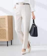 KBLFE20079 a.v.v(アー・ヴェ・ヴェ) 【洗える/UVカット】リネンライクストレッチテーパードパンツ ネイビー