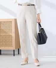 KBLFE20079 a.v.v(アー・ヴェ・ヴェ) 【洗える/UVカット】リネンライクストレッチテーパードパンツ ネイビー