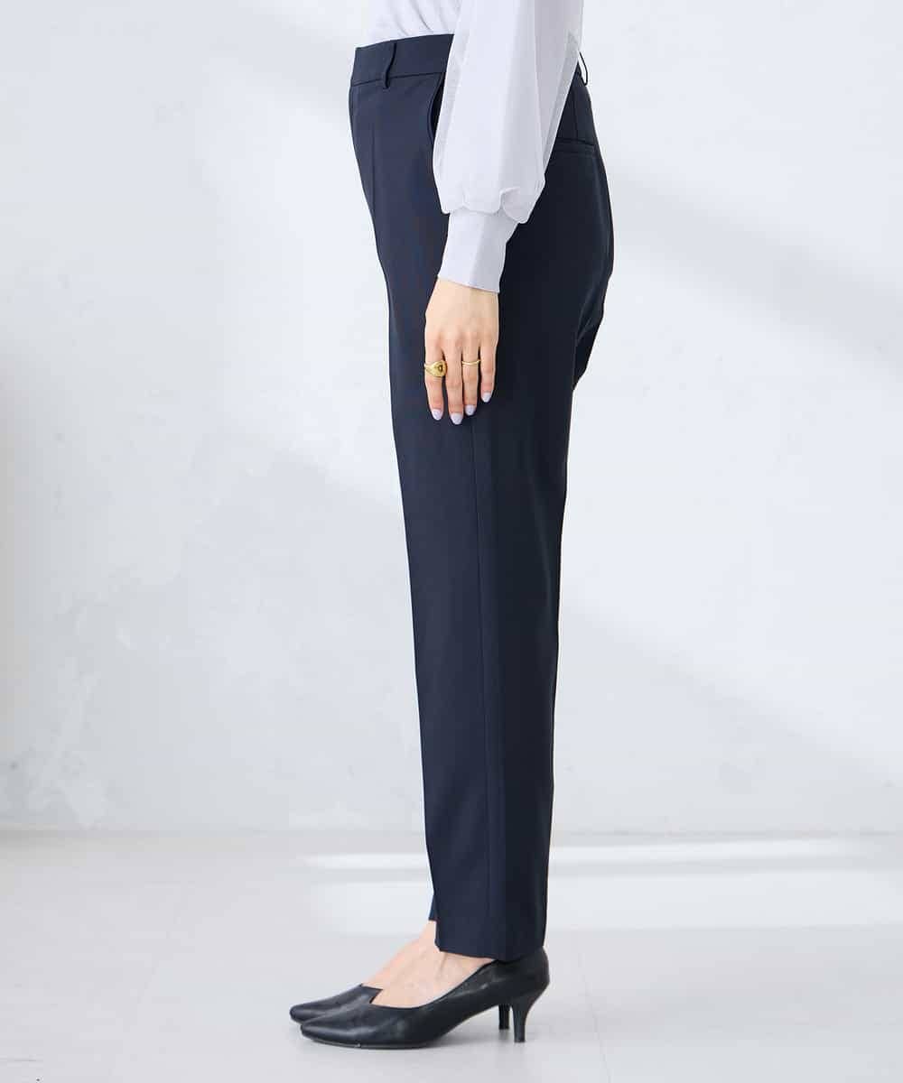 KBLFE20079 a.v.v(アー・ヴェ・ヴェ) 【洗える/UVカット】リネンライクストレッチテーパードパンツ ネイビー