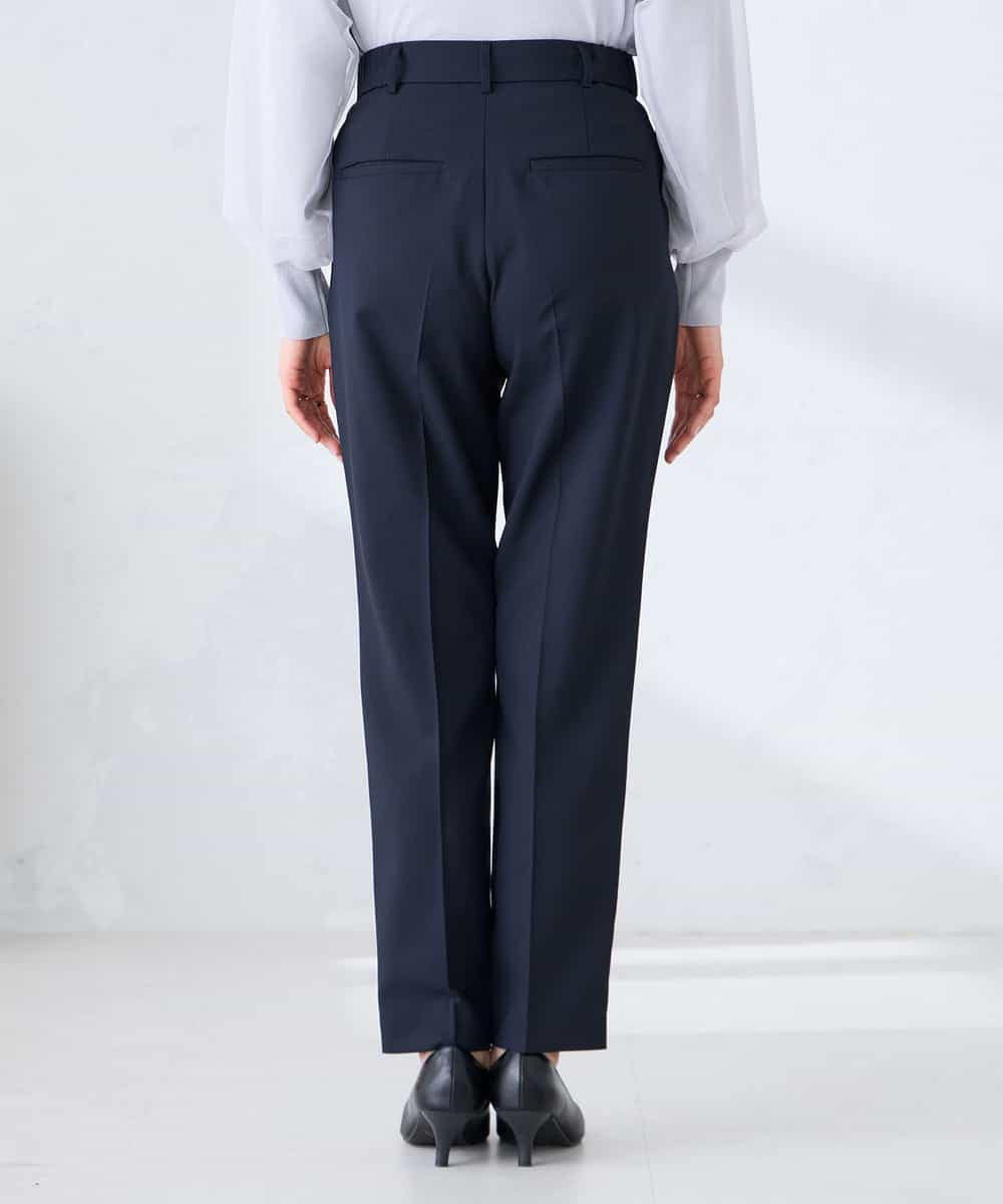 KBLFE20079 a.v.v(アー・ヴェ・ヴェ) 【洗える/UVカット】リネンライクストレッチテーパードパンツ ネイビー