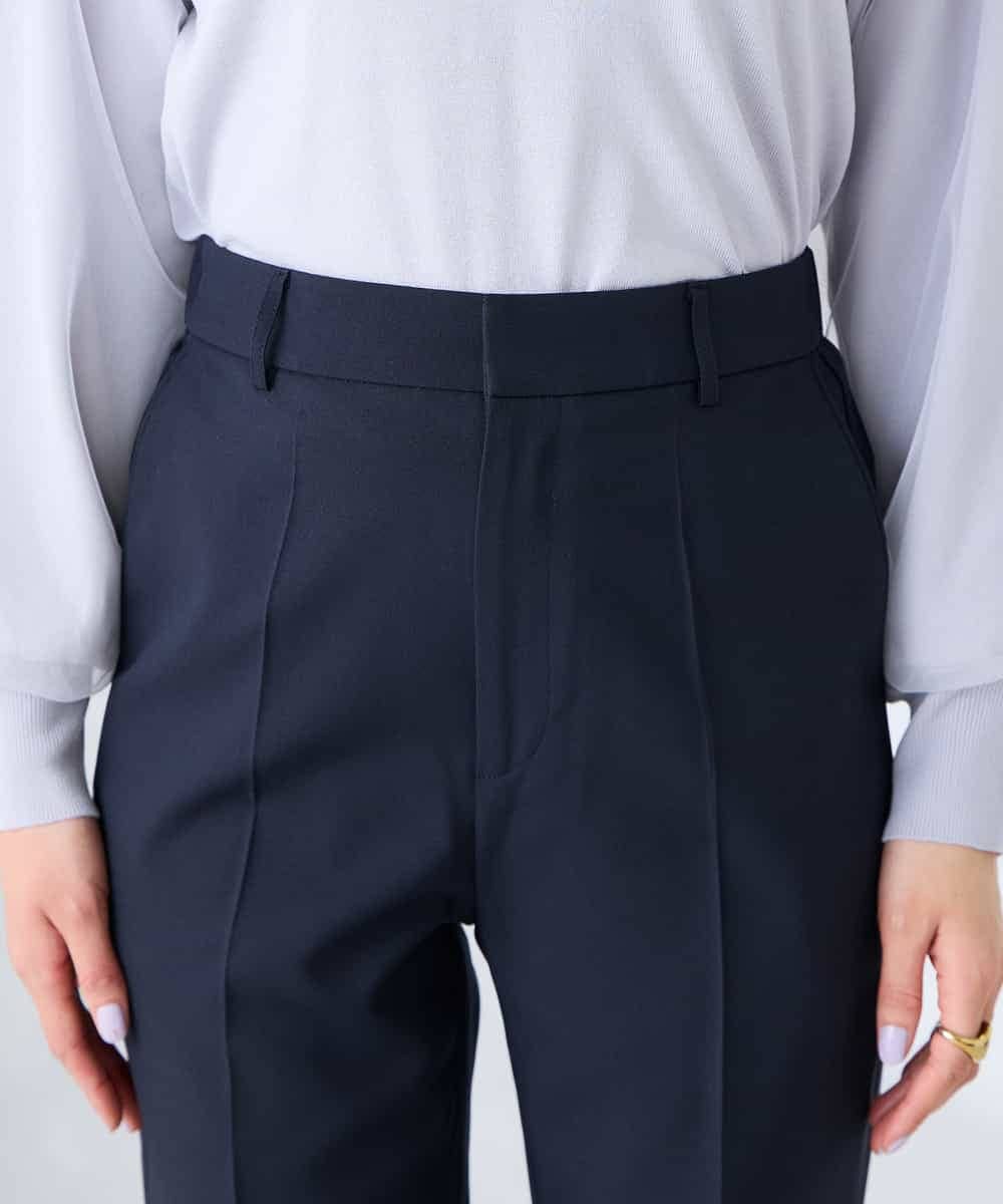 KBLFE20079 a.v.v(アー・ヴェ・ヴェ) 【洗える/UVカット】リネンライクストレッチテーパードパンツ ネイビー