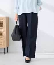 KBLFE22079 a.v.v(アー・ヴェ・ヴェ) 【洗える/UVカット】リネンライクストレッチワイドパンツ ネイビー