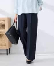 KBLFE22079 a.v.v(アー・ヴェ・ヴェ) 【洗える/UVカット】リネンライクストレッチワイドパンツ ネイビー