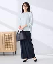 KBLFE22079 a.v.v(アー・ヴェ・ヴェ) 【洗える/UVカット】リネンライクストレッチワイドパンツ ネイビー