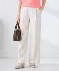 KBLFE22079 a.v.v(アー・ヴェ・ヴェ) 【洗える/UVカット】リネンライクストレッチワイドパンツ ネイビー