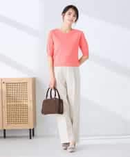 KBLFE22079 a.v.v(アー・ヴェ・ヴェ) 【洗える/UVカット】リネンライクストレッチワイドパンツ ネイビー