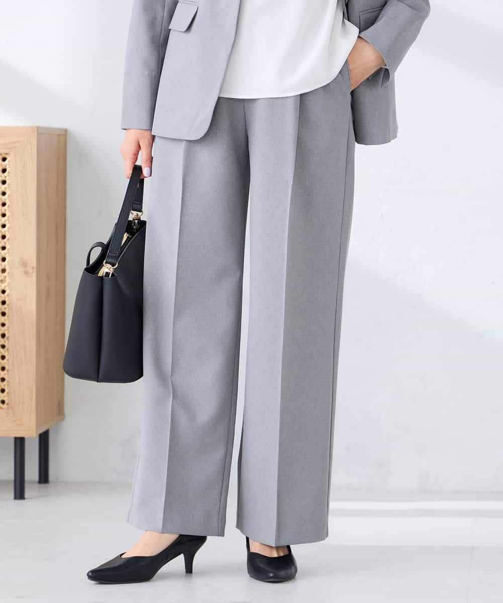 KBLFE22079 a.v.v(アー・ヴェ・ヴェ) 【洗える/UVカット】リネンライクストレッチワイドパンツ ネイビー