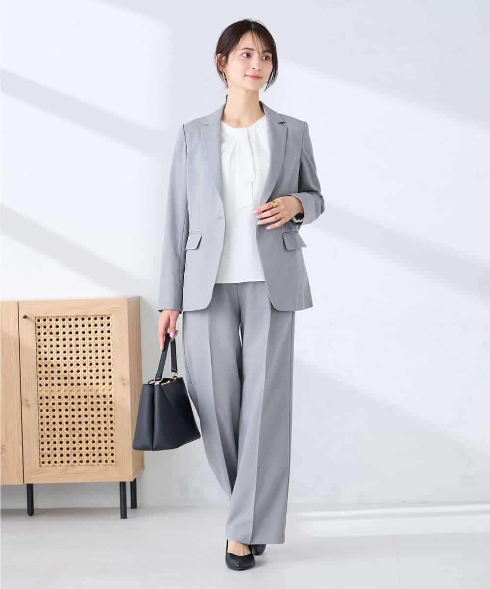 KBLFE22079 a.v.v(アー・ヴェ・ヴェ) 【洗える/UVカット】リネンライクストレッチワイドパンツ ネイビー