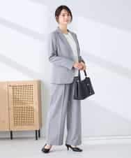 KBLFE22079 a.v.v(アー・ヴェ・ヴェ) 【洗える/UVカット】リネンライクストレッチワイドパンツ ネイビー