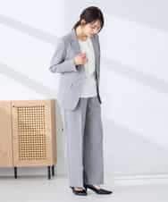 KBLFE22079 a.v.v(アー・ヴェ・ヴェ) 【洗える/UVカット】リネンライクストレッチワイドパンツ ネイビー