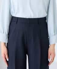 KBLFE22079 a.v.v(アー・ヴェ・ヴェ) 【洗える/UVカット】リネンライクストレッチワイドパンツ ネイビー