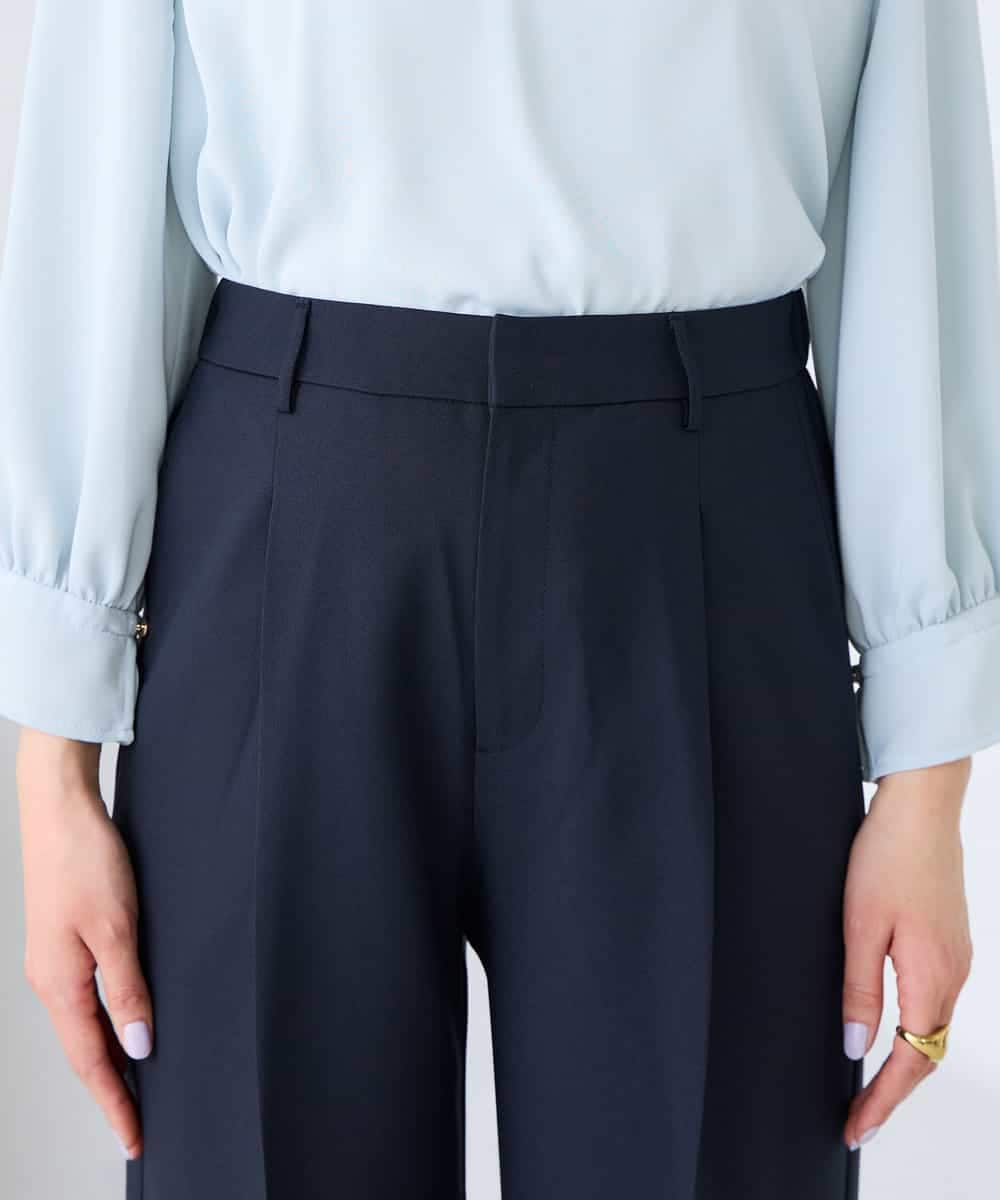 KBLFE22079 a.v.v(アー・ヴェ・ヴェ) 【洗える/UVカット】リネンライクストレッチワイドパンツ ネイビー