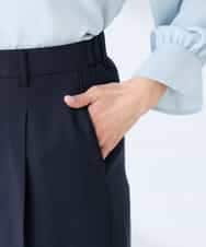 KBLFE22079 a.v.v(アー・ヴェ・ヴェ) 【洗える/UVカット】リネンライクストレッチワイドパンツ ネイビー